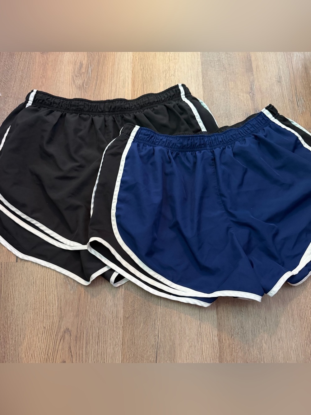 Set of 2 Nike Women's Athletic Shorts - Black, Navy & White Trim